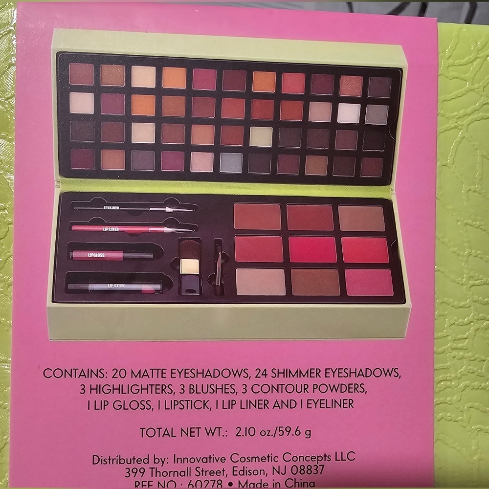 Brand New Multi-Color Makeup Palette Lime Green Tote - Picture 6 of 6